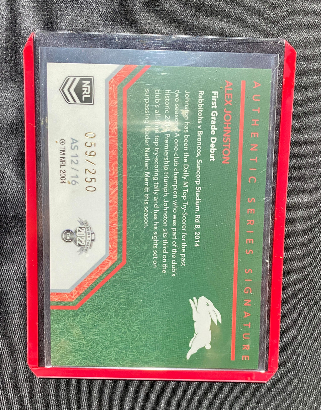 Alex Johnston Signed NRL 2022 Traders Card (White) #059/250 – Mint / Near Mint