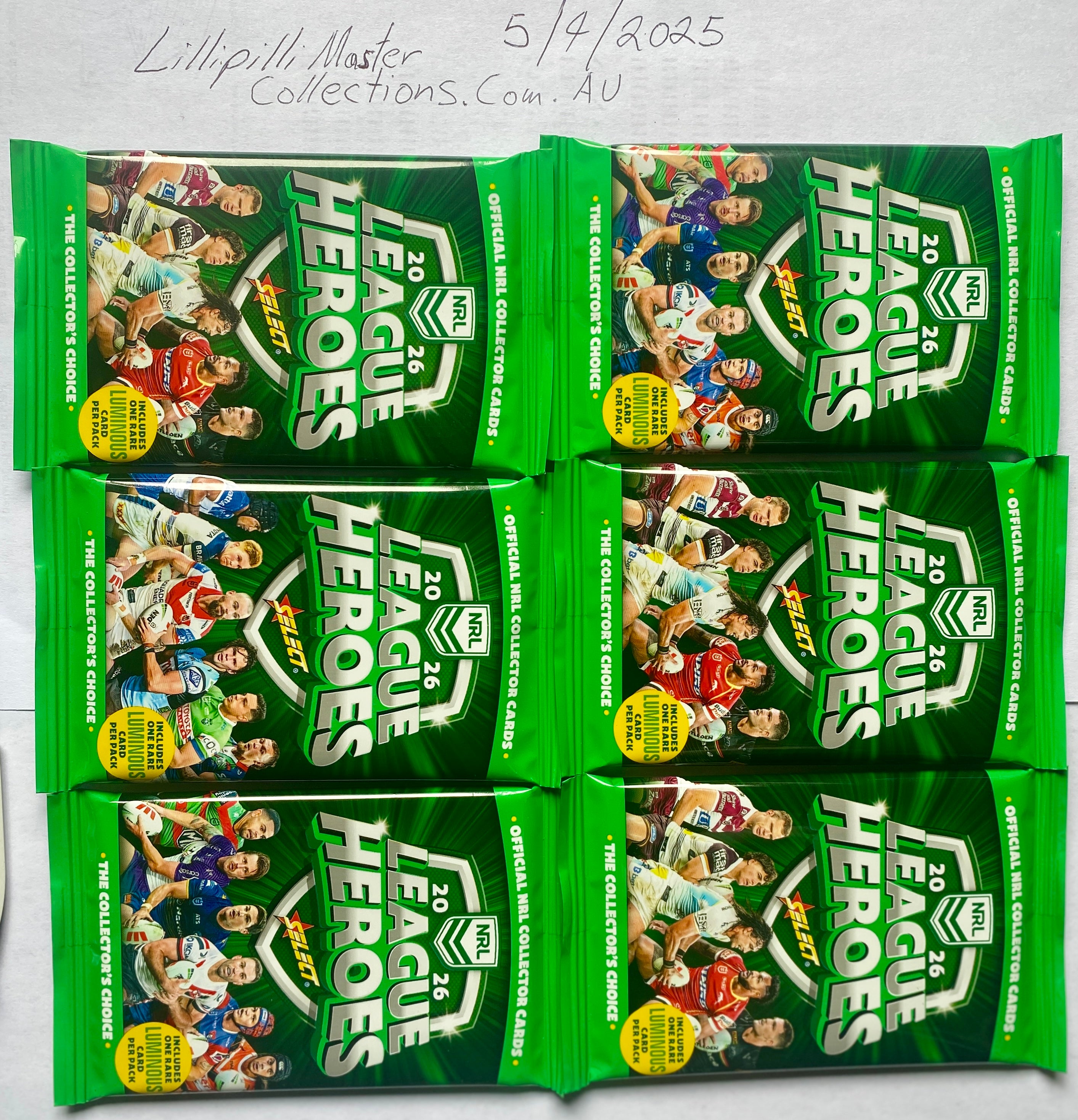 2026 NRL Heroes Trading Card Packs – Lot of 6